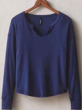 American Giant Blueprint Ladies V-Neck Ragdoll Ribbed Shirt Blue sz S NWT NEW